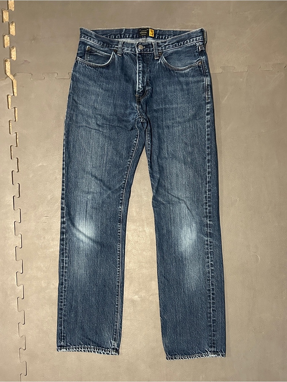 J. Crew Men's Straight Jeans in Medium Blue Wash